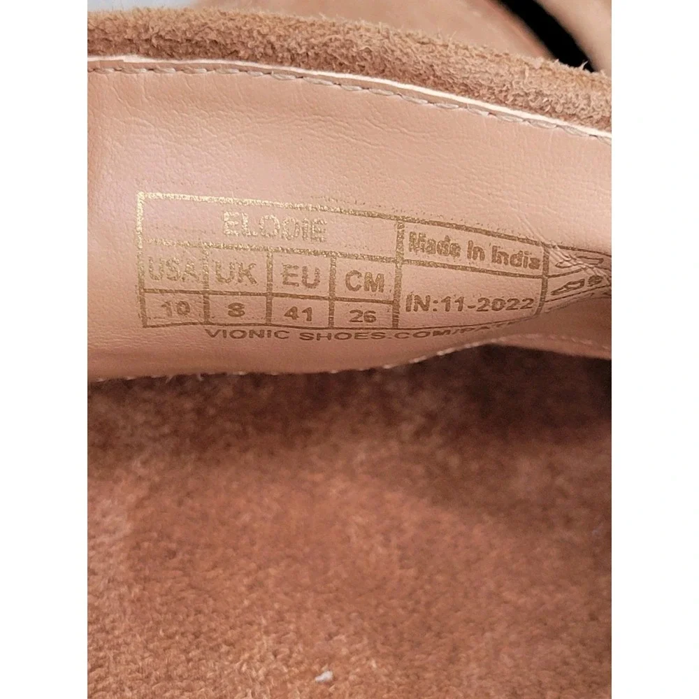 Vionic Elodie Womens 10 Tan Brown Nubuck Platform Penny Loafers Chunky Shoes